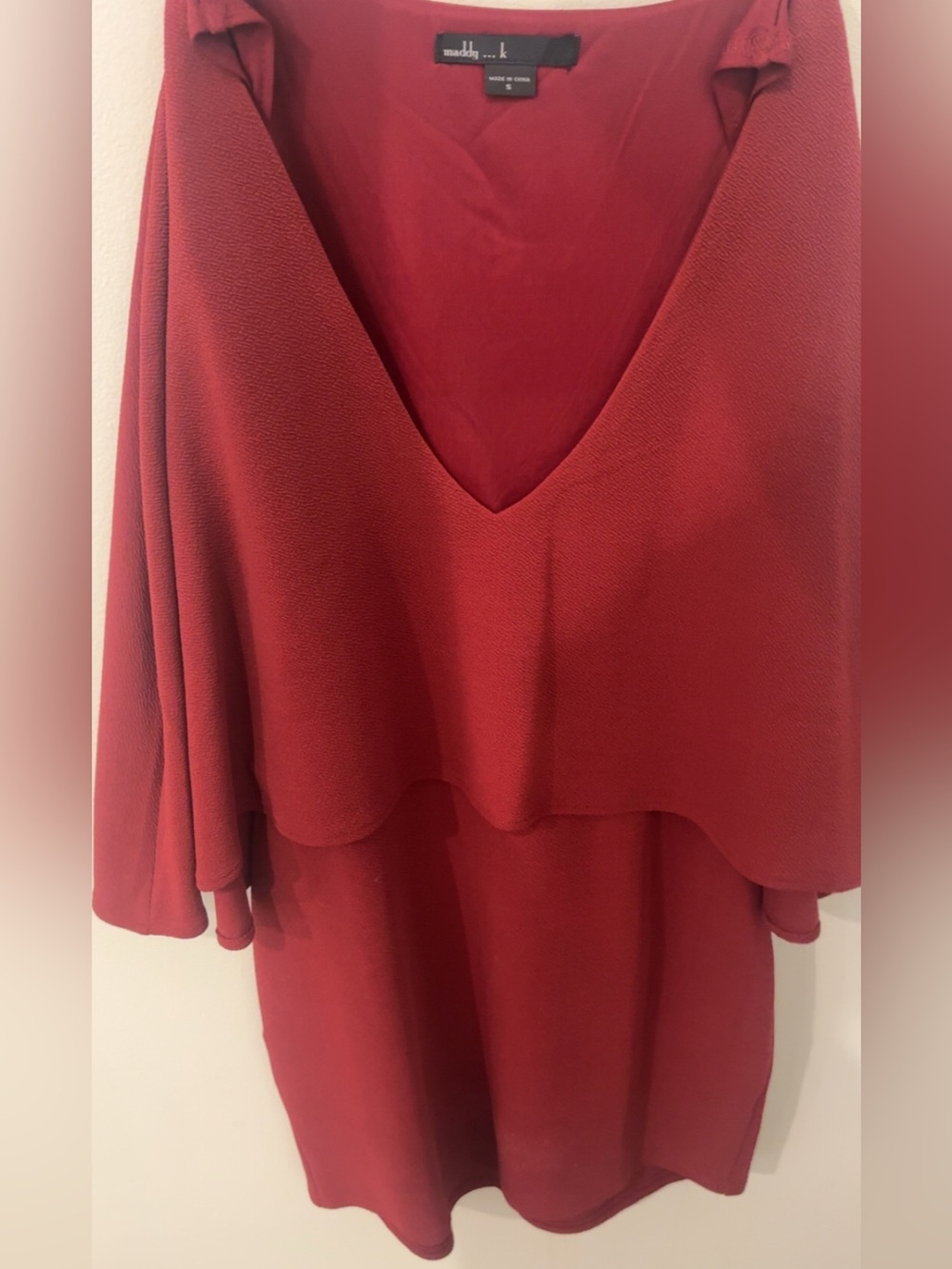 Crimson Red V‑Neck Mini Dress